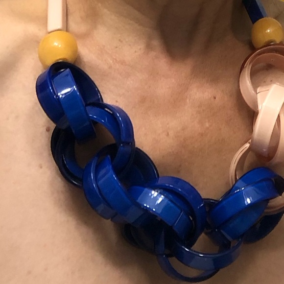 NWT ANTHROPOLOGIE Chunky Glass Boho Chic Link Necklace - Picture 4 of 7